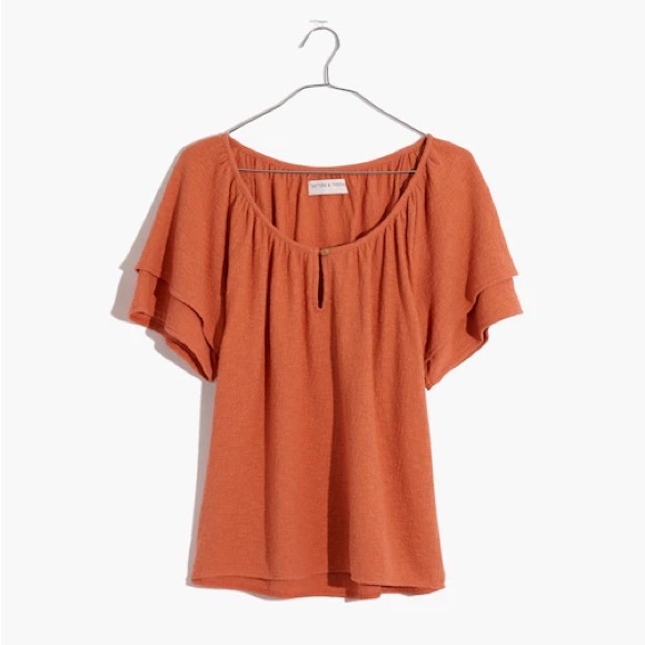 Madewell texture and thread tiered sleeve top - Picture 1 of 5